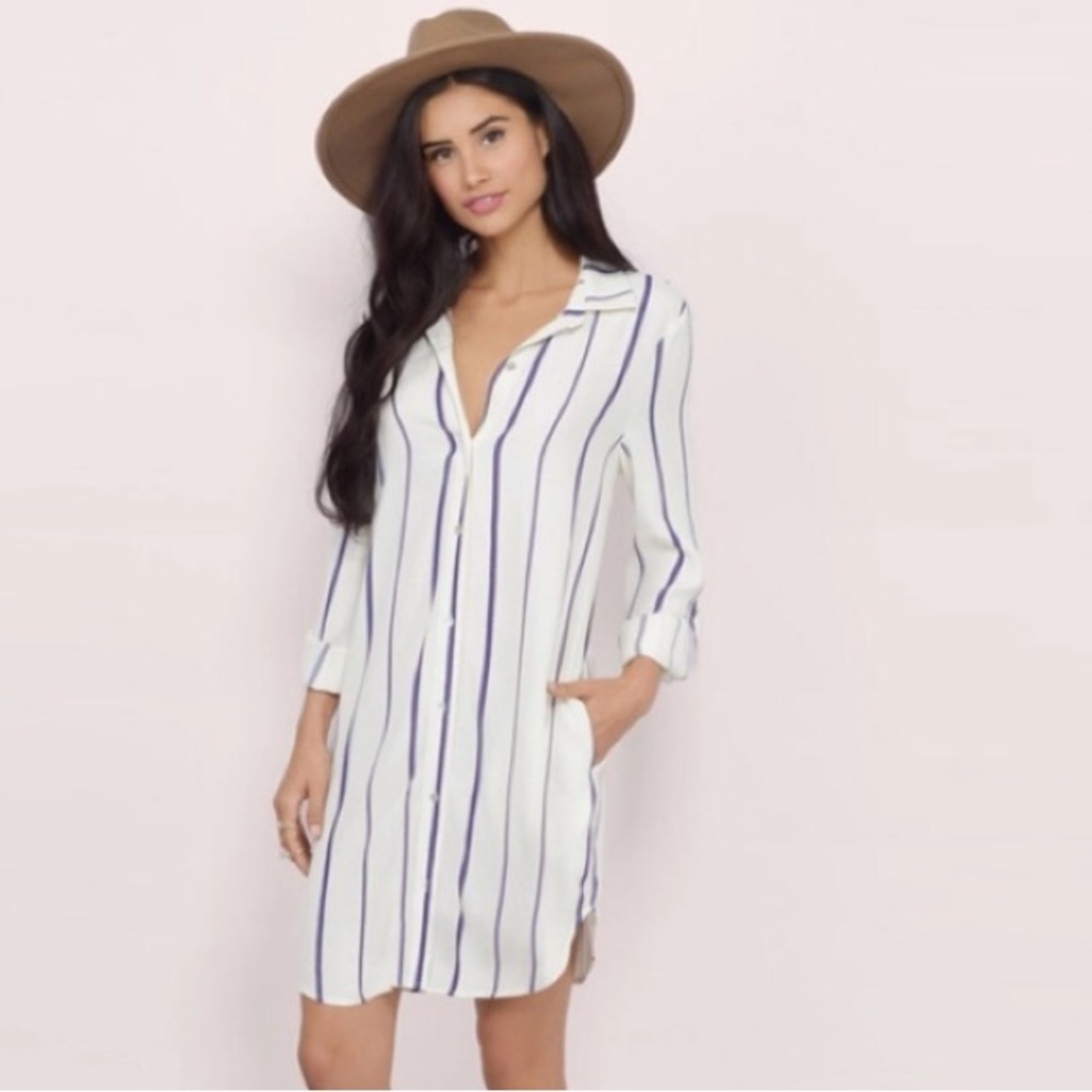 Striped boyfriend shirt dress